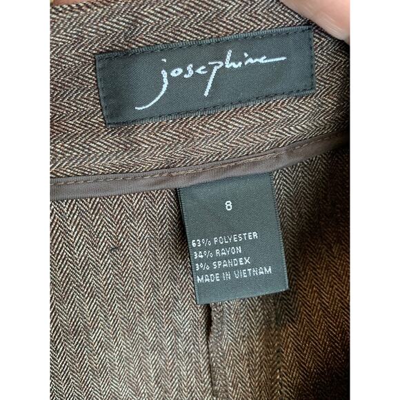 Josephine brown chevron print flat front pants size 8 - Picture 3 of 5